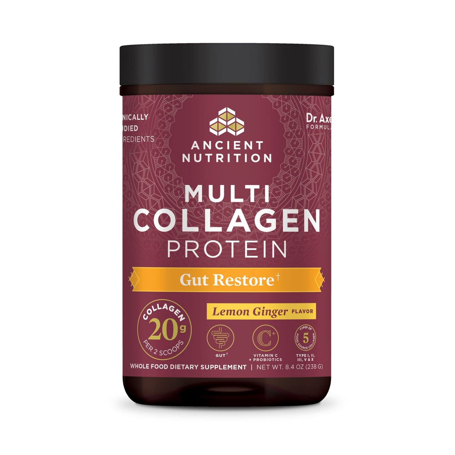 Multi Collagen Protein Powder – Gut Support Lemon Ginger (8.4 oz)