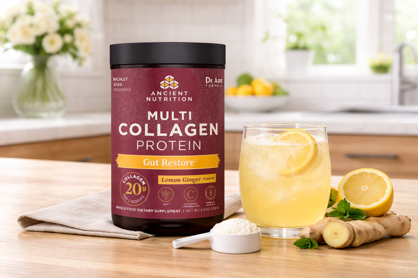 Multi Collagen Protein Powder – Gut Support Lemon Ginger (8.4 oz)