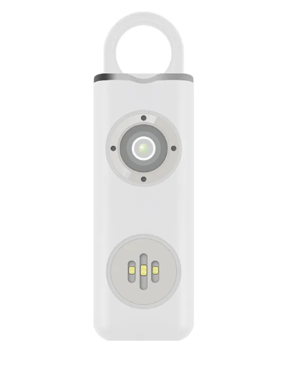 White electronic device with circular components on a white background